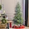 Glitzhome® 7.5ft Pre-Lit Green Upward Slim Fir Artificial Christmas Tree, Multicolor LED Lights
